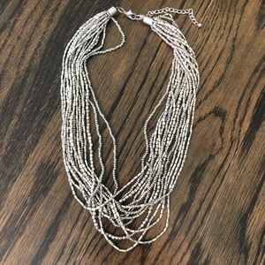 Silver beaded statement necklace